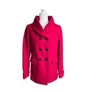 Pritti Red Wool Blend Pea Coat